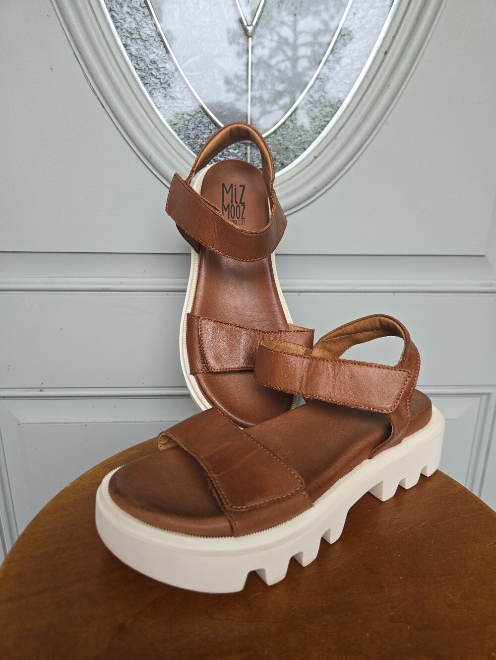 Miz Mooz Patel Leather Adjustable Sport Sandals Brandy